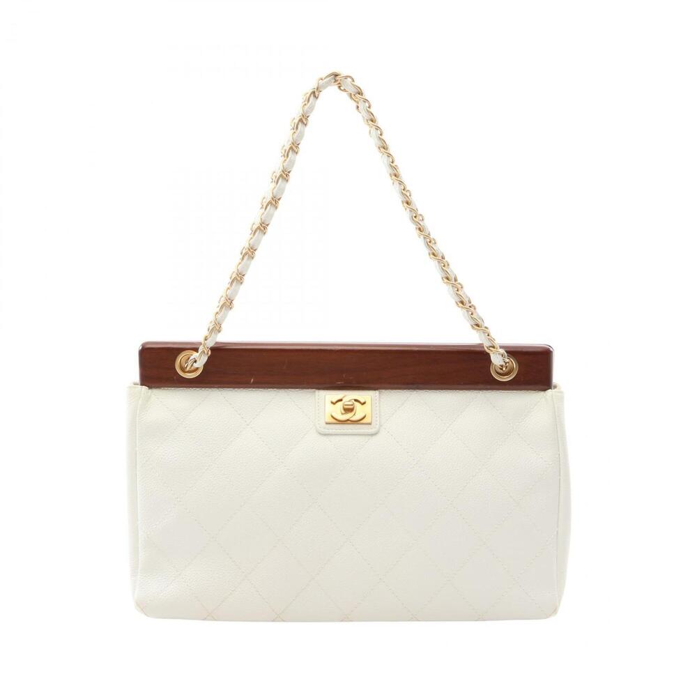 Chanel Matelassé Handbag, Caviar Leather (Grained Calfskin), Wood, Women's, W...